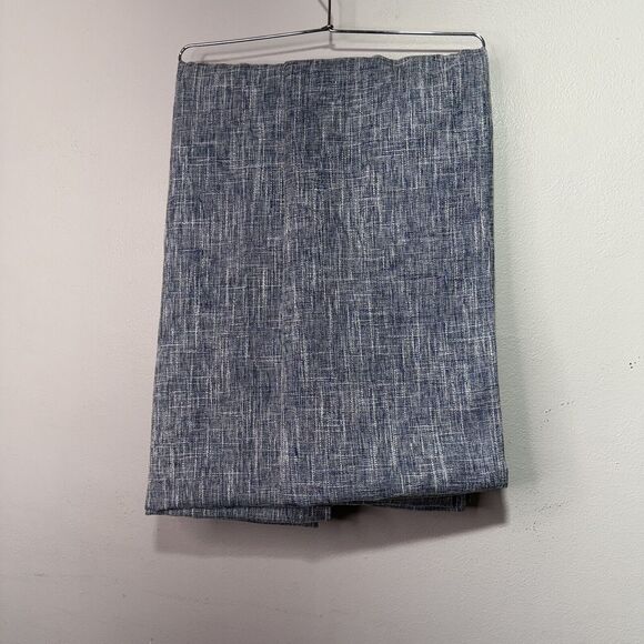 At Home Blue Textured Linen Look Curtain Panels 84”x37” Tab Top Set of 2 - Picture 5 of 12